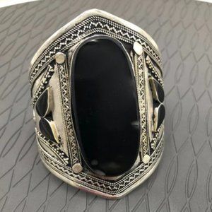 single  Afghan Stone Big Cuff Bracelet, Tribal Afghan Cuff